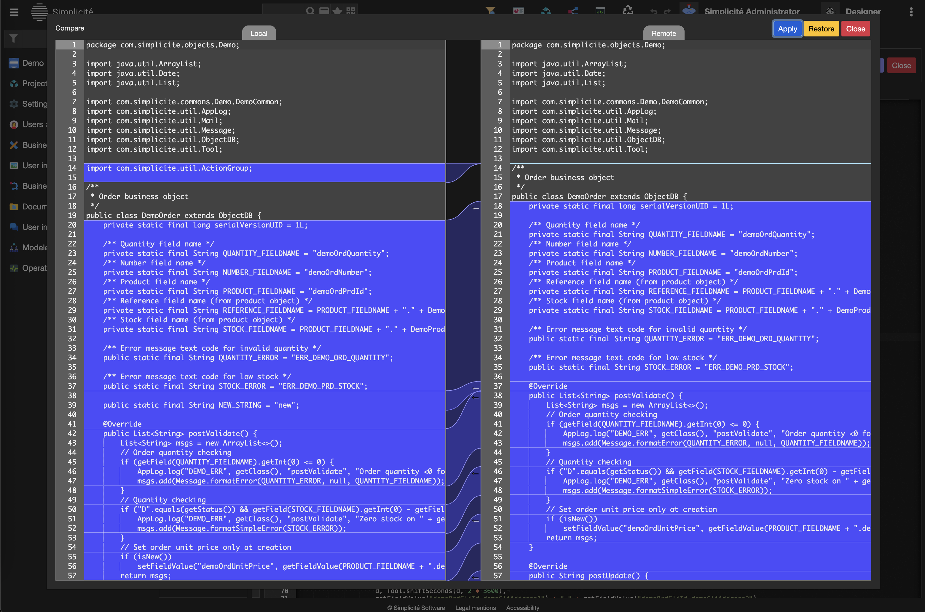 Compare interface