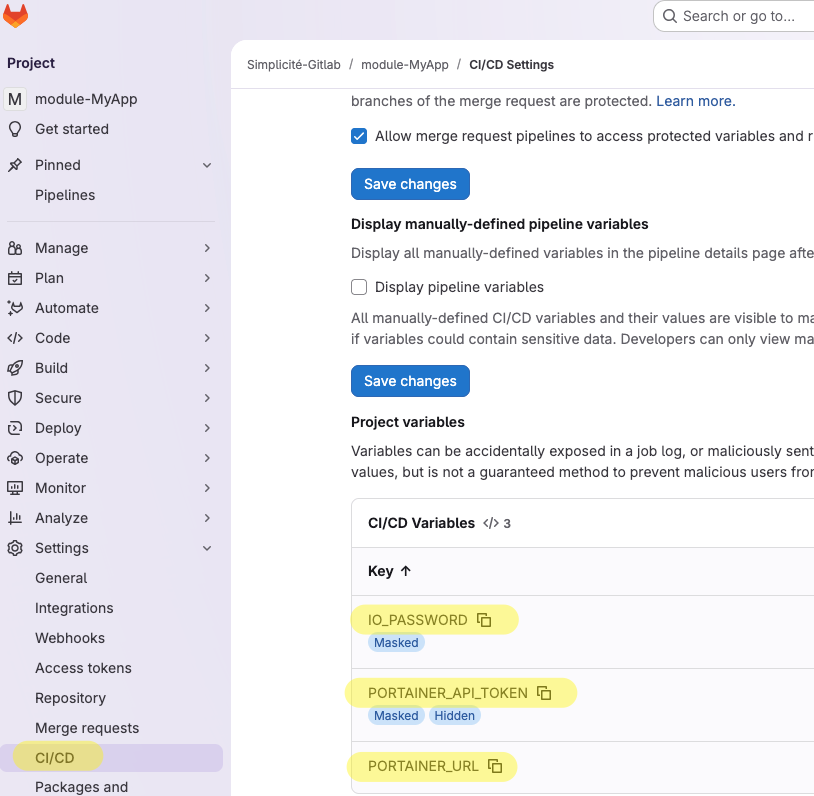 Gitlab vars