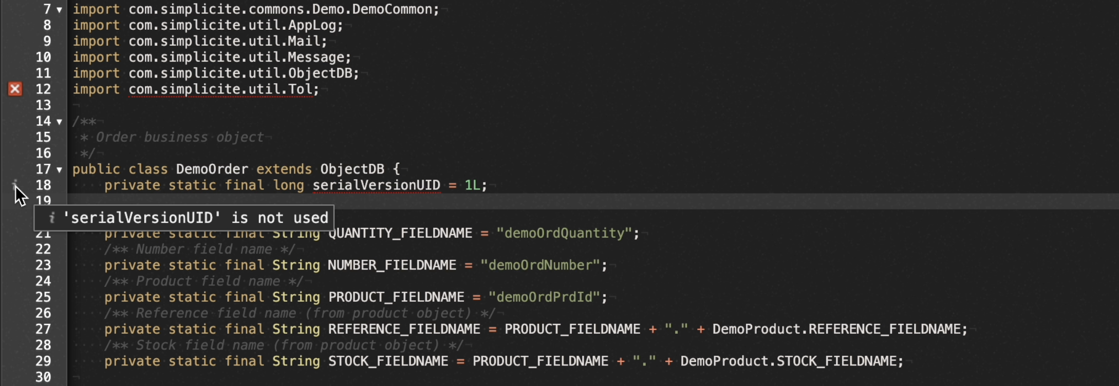 Dynamic linting with hover informations