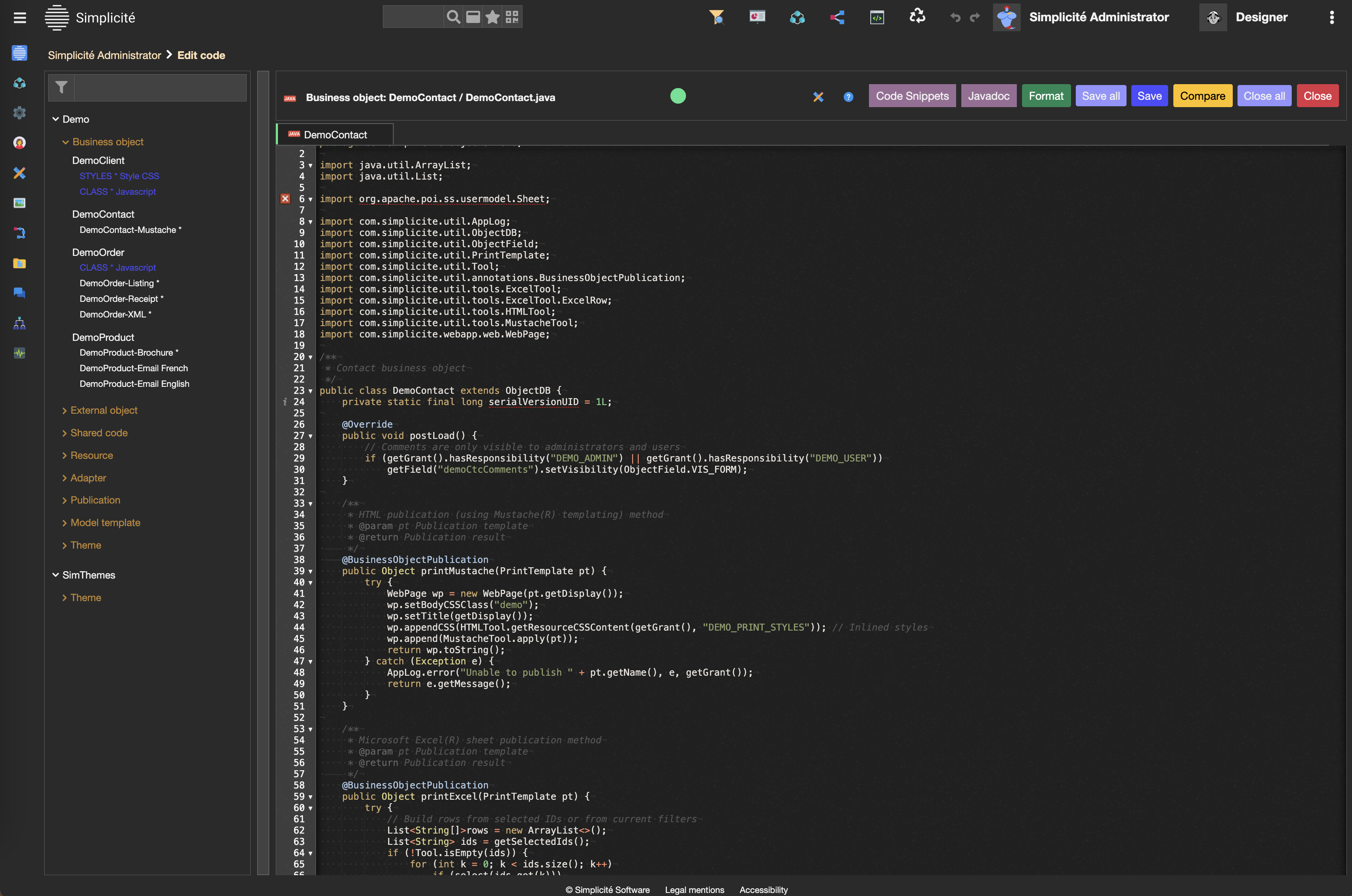 Code editor interface