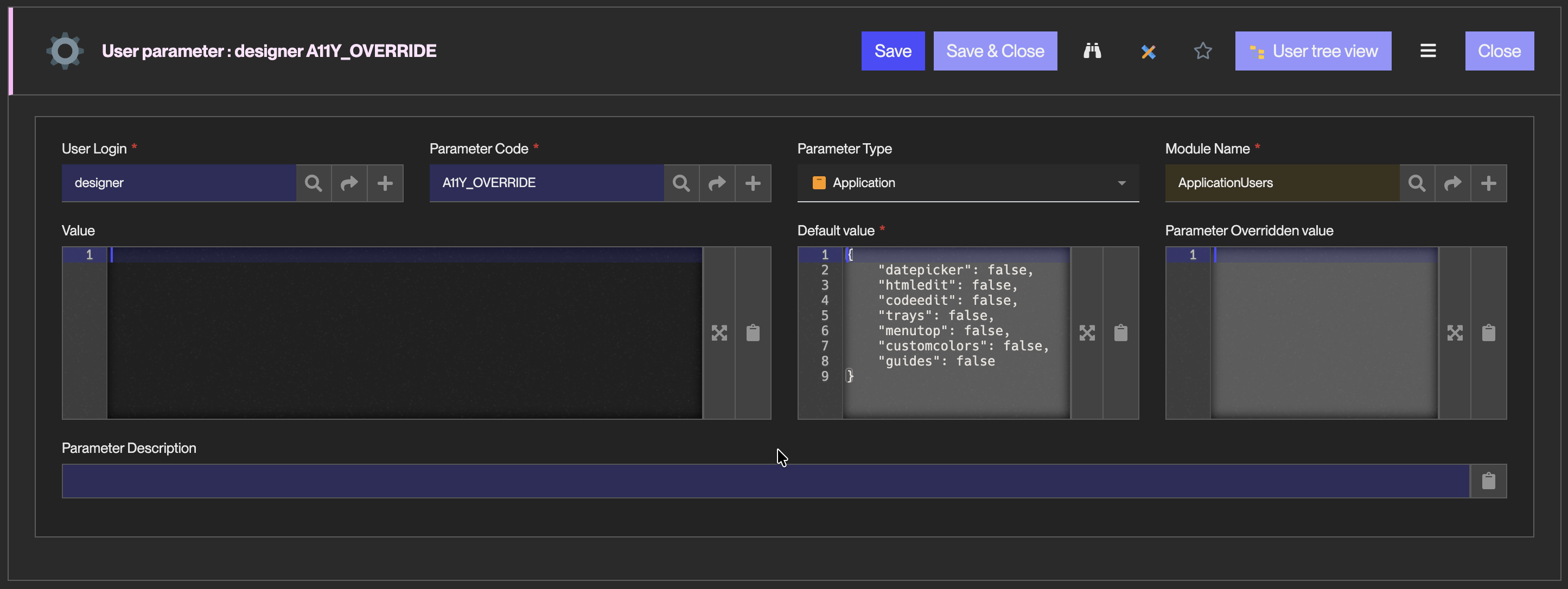 A11Y_OVERRIDE user parameter